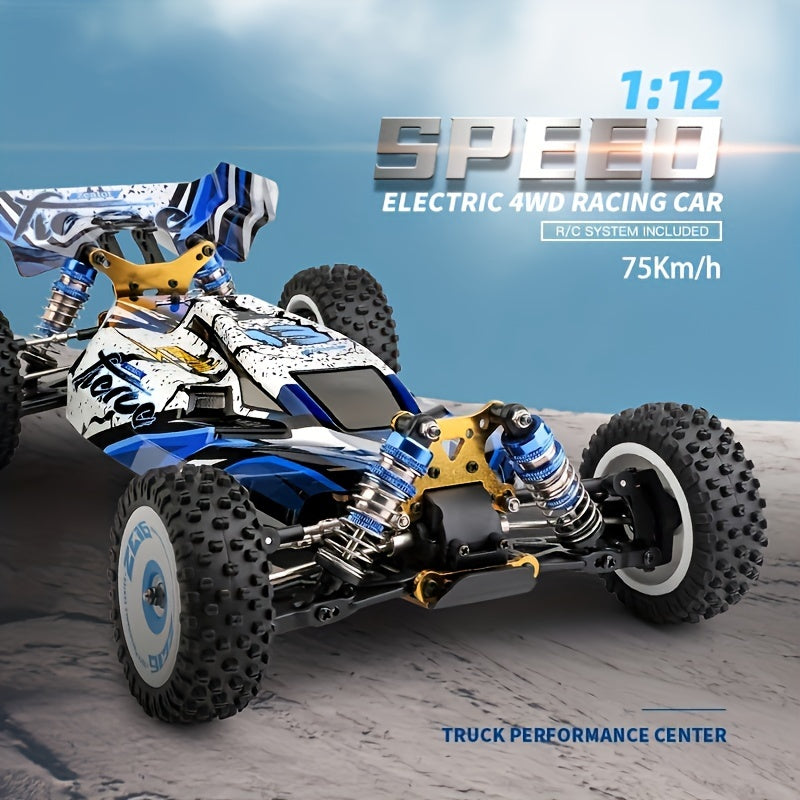 Wltoys 124017 RC Car 75KM/H 4WD Brushless Professional Racing Drift Car – Aluminum Alloy Body, Oil Pressure Shock Absorber, Zinc Alloy Gears, 100M Range, High Speed Off-Road RC Truck with 2 Batteries