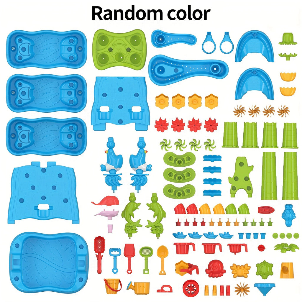 Kids Water Sand Table Double-Sided with Waterfall Maze Wall – Outdoor Sensory Play Table for Toddlers Boys & Girls – Summer Beach Toys Activity Station for Backyard, Patio & Pool Play