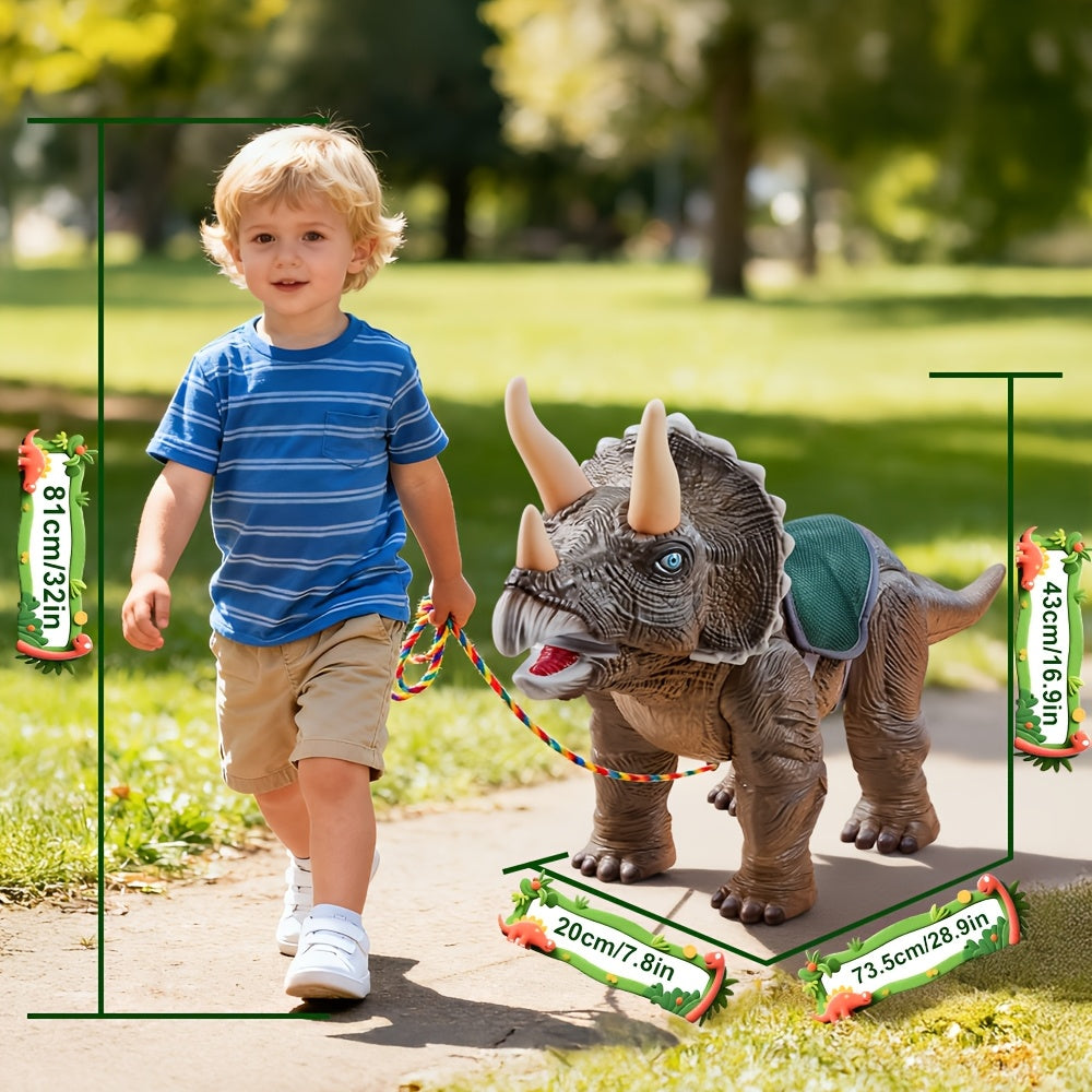 Extra Large Triceratops Dinosaur Walker Ride-On Balance Bike for Toddlers – Realistic Lifelike Figurine, Light-Up Effects, Dinosaur Sounds, Pull-Along Toy, Best Birthday Gift for Boys Girls Age 1 2 3 4