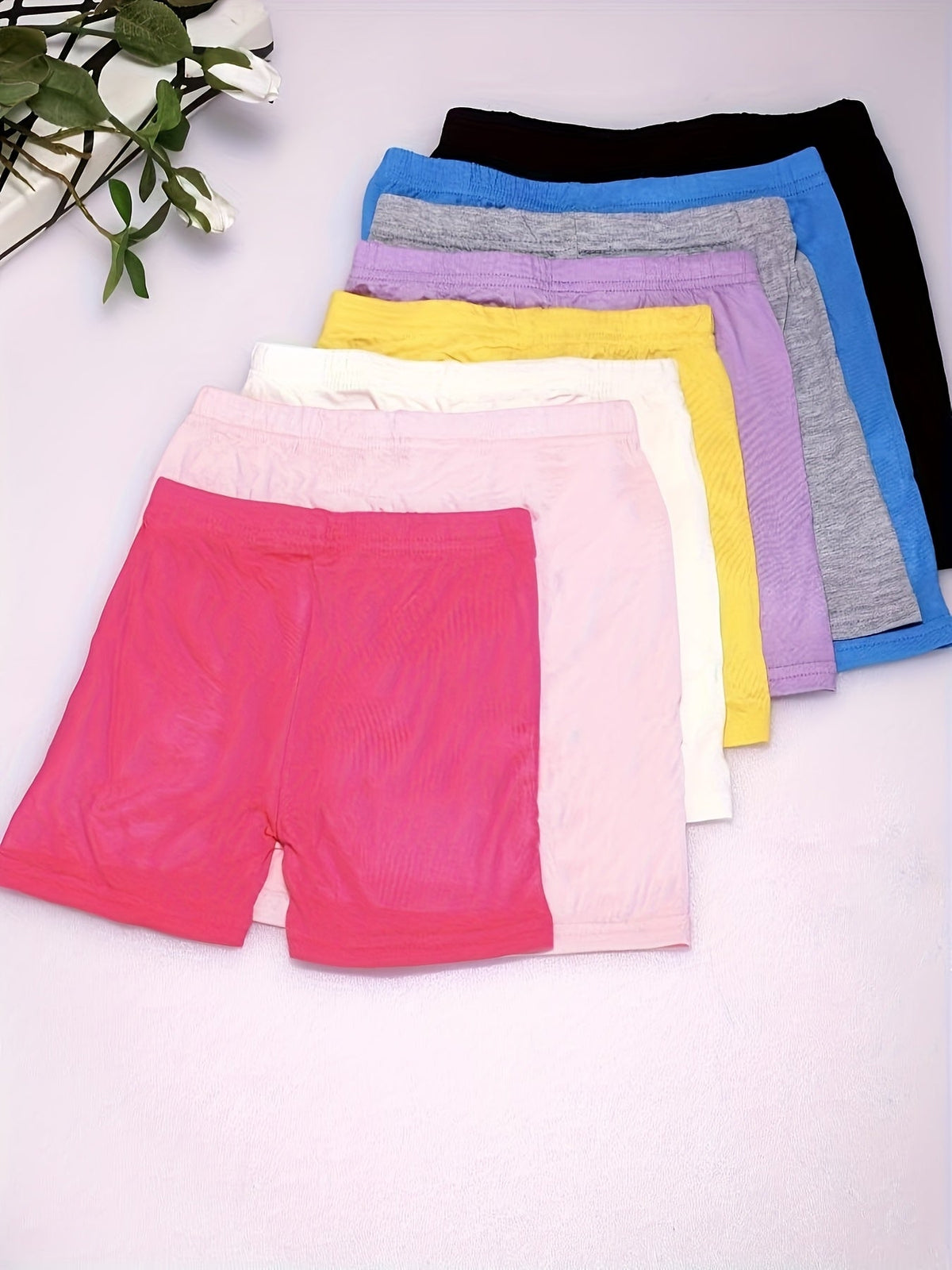 Girls Bike Shorts 8-Pack Soft Modal Cartwheel Dance Shorts Toddler Kids Under Dress Biker Shorts Multicolor Sizes 2-10Y