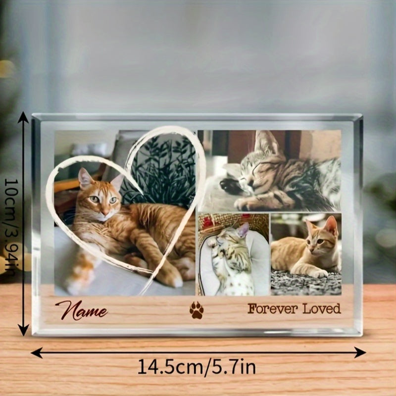 Forever Loved Custom Pet Photo Acrylic Plaque - Personalized Dog & Cat Memorial Gift, Pet Loss Sympathy Keepsake with Photo Print, Thoughtful Bereavement Gift for Pet Owners