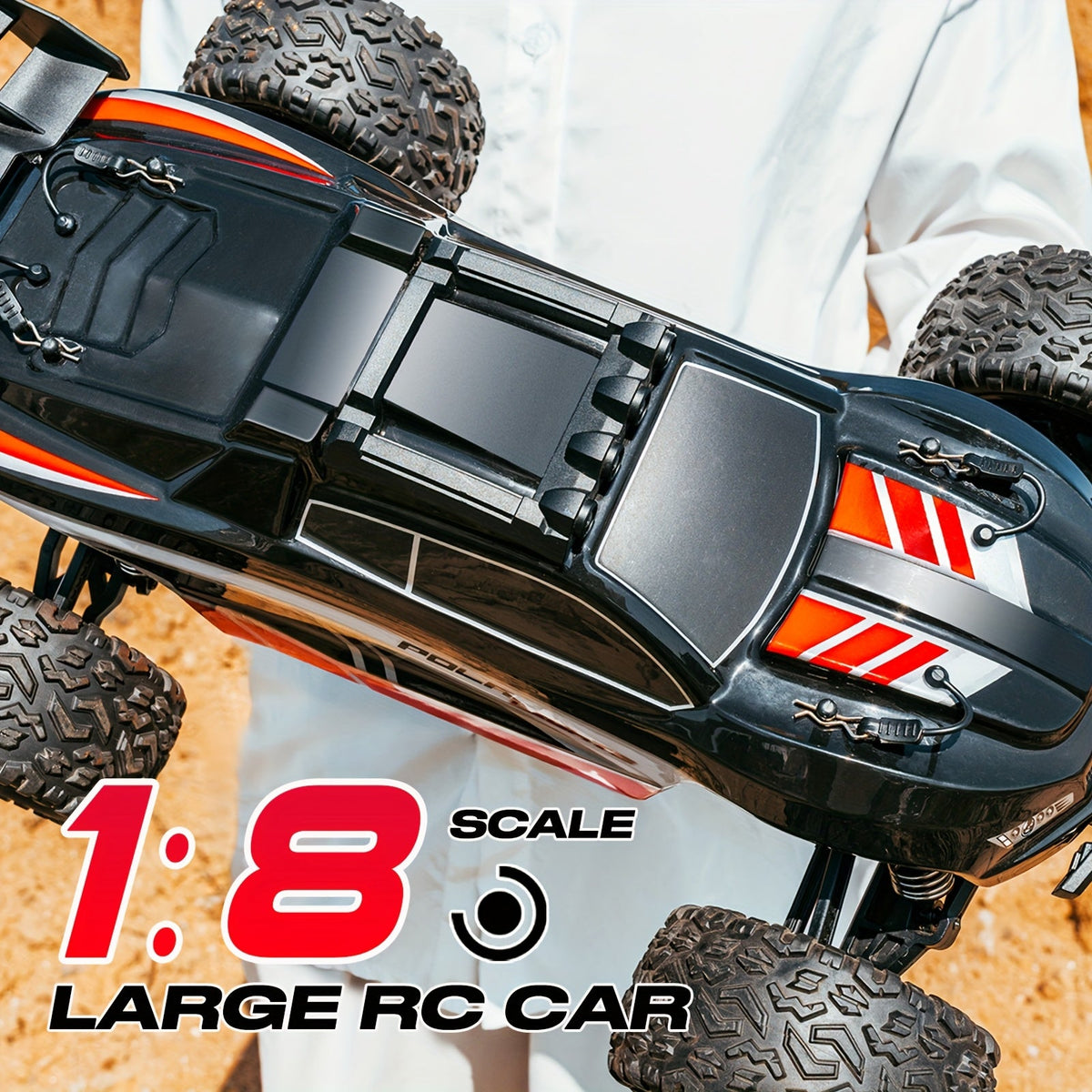 1:8 Scale High Speed Off-Road RC Car 45KM/H – Remote Control Truck with 2.4GHz Controller, LED Headlights, 2600mAh Battery, All Terrain Drift Racing for Adults & Hobbyists
