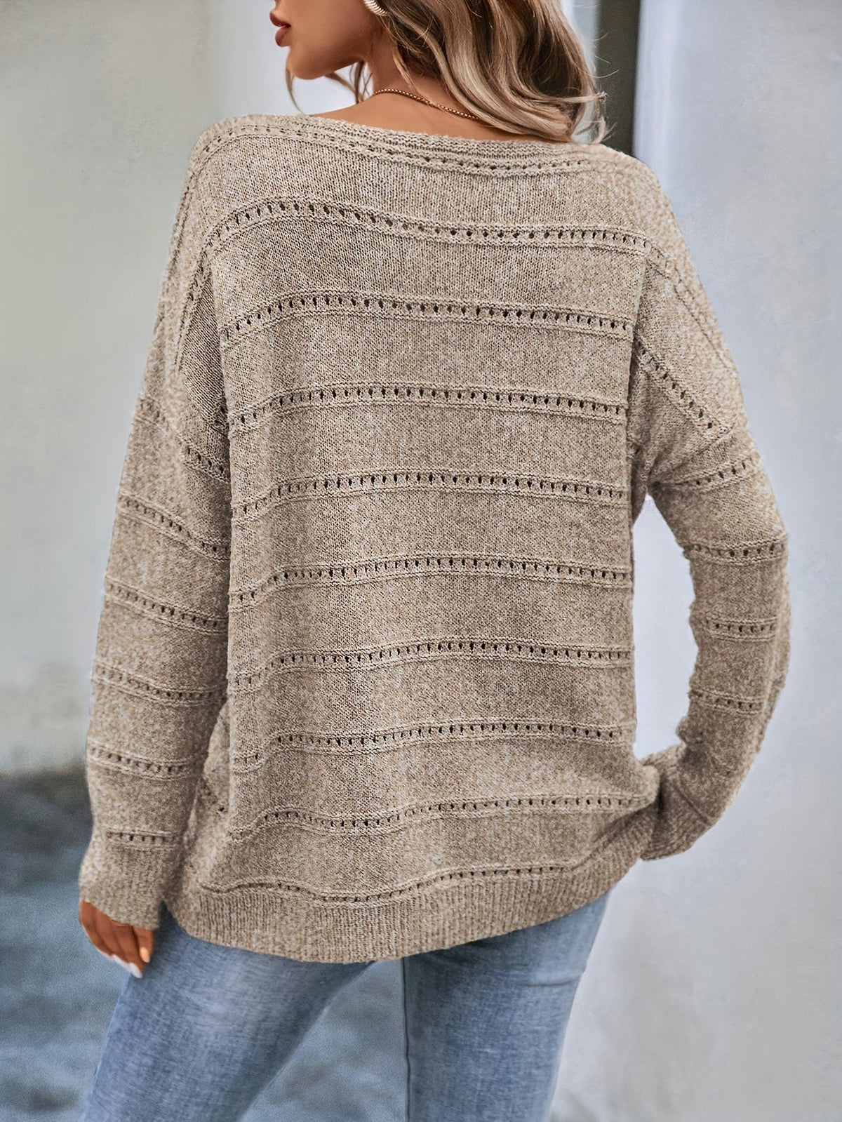 Women's Off-Shoulder Sweater - Solid Color Boat Neck Loose Knit Pullover | Casual Cozy Fall Winter Top Oversized Fashion Ladies Sweater