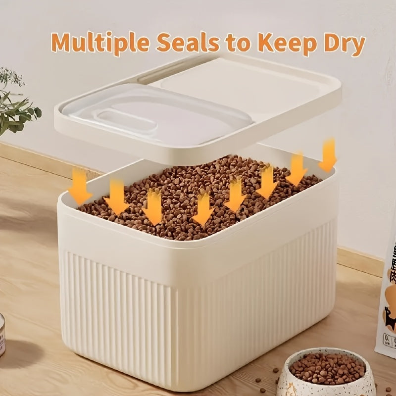 Pet Food Storage Container with Measuring Cup – Airtight Dry Food Tank with Openable Window & Leak-Proof Design for Dogs, Cats & Small Animals, 2-Piece Set
