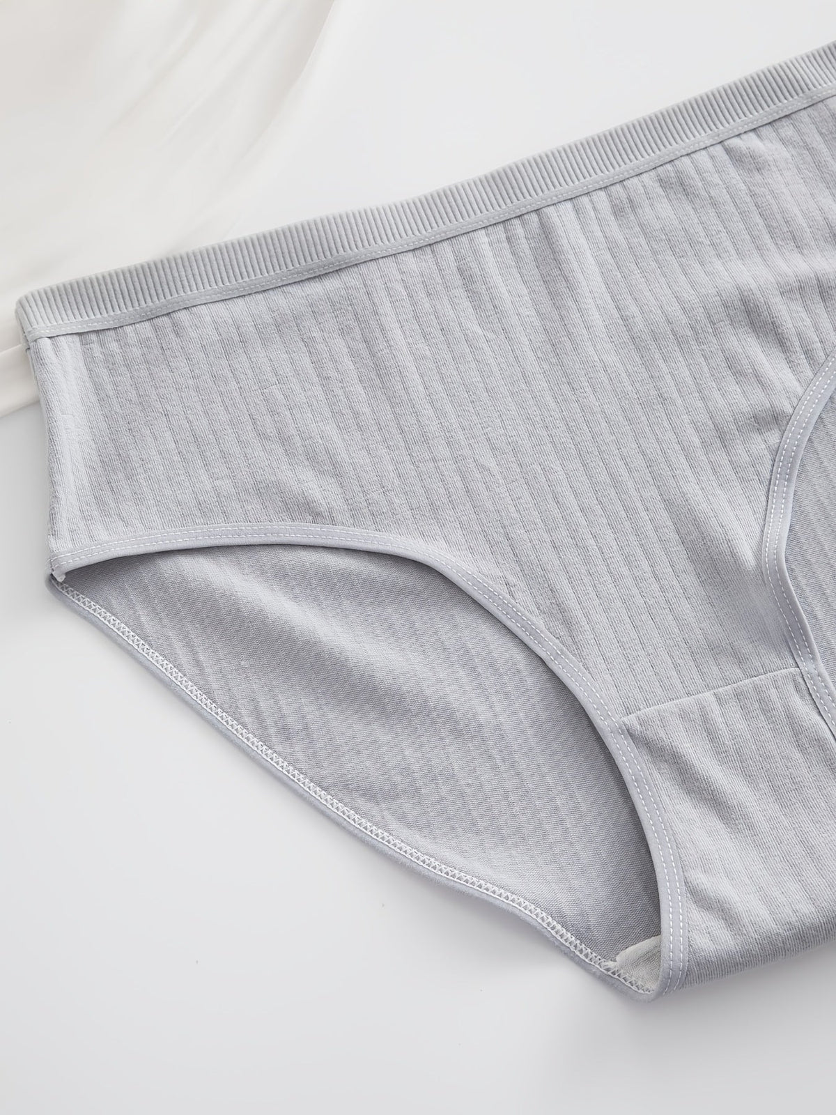 6-Pack Ribbed Thong Panties – Women's Soft Breathable Mid-Waist Triangle Underwear, Rib-Knit Texture, Solid Colors, Maternity-Friendly Everyday Panties
