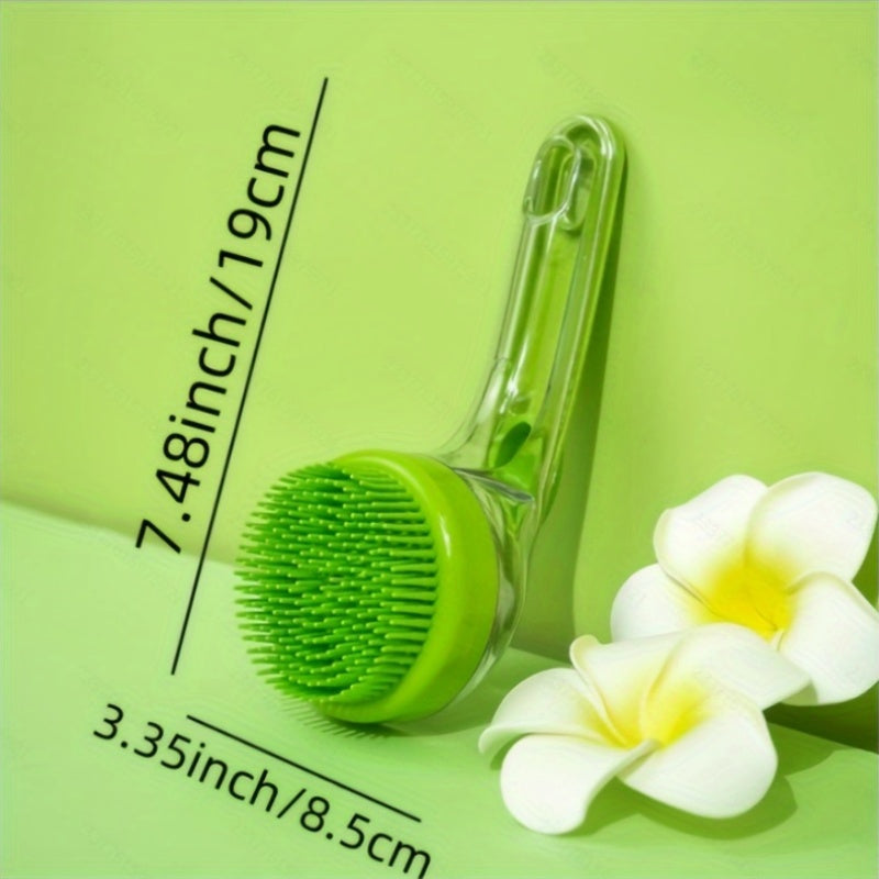 Dog Bathing Brush Set 2-Piece - Soft Silicone Shampoo Dispenser Scrubber & Finger Toothbrush for Cats & Dogs, Massage Bath Brush for Long & Short Hair, Gentle Soft Bristles, Pet Grooming Gift