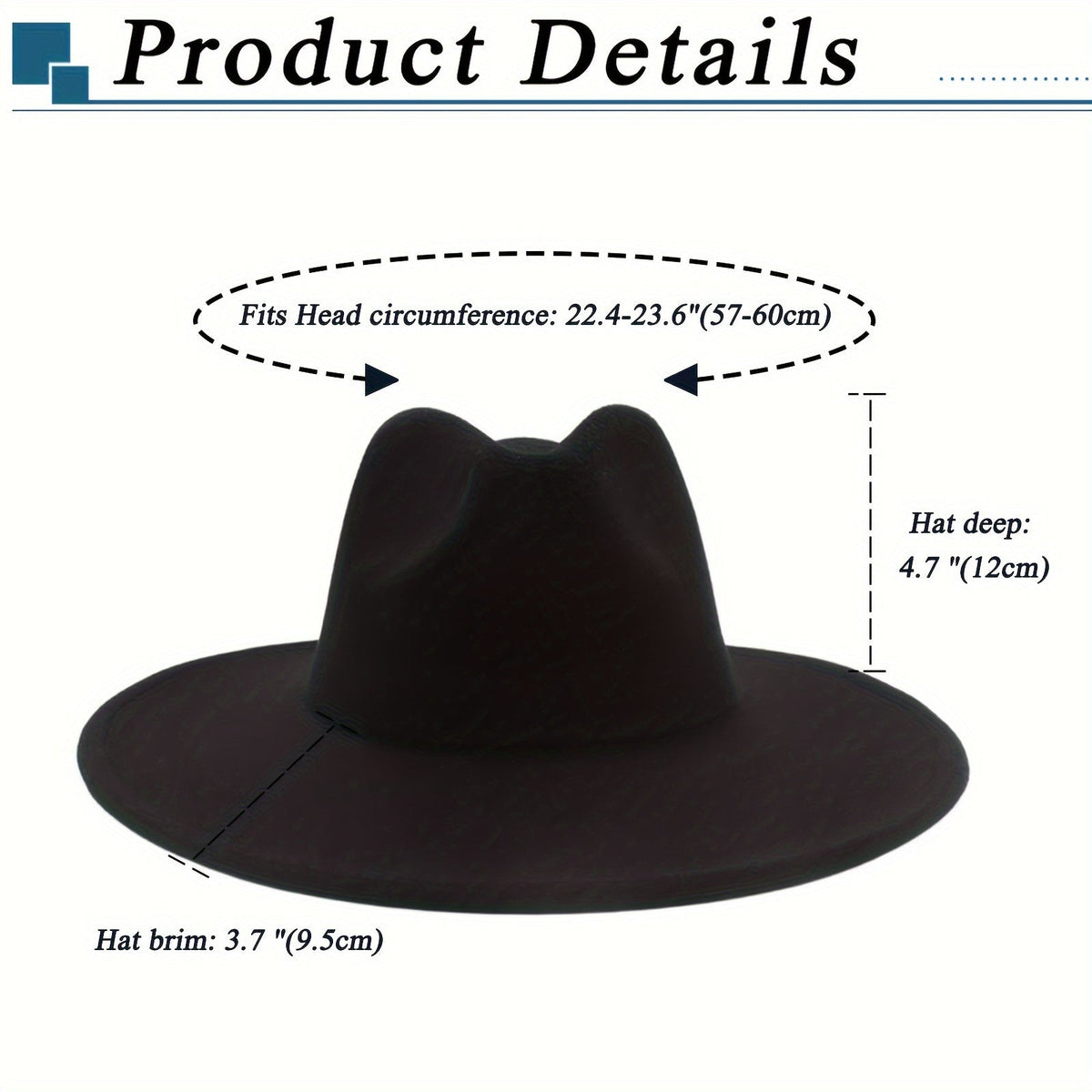 Wide Brim Cowboy Hat for Men & Women – Western Felt Fedora Cowgirl Cap, Classic Jazz Panama Trilby Style, Sun Hat for Outdoor Festivals, Travel & Everyday Casual Wear