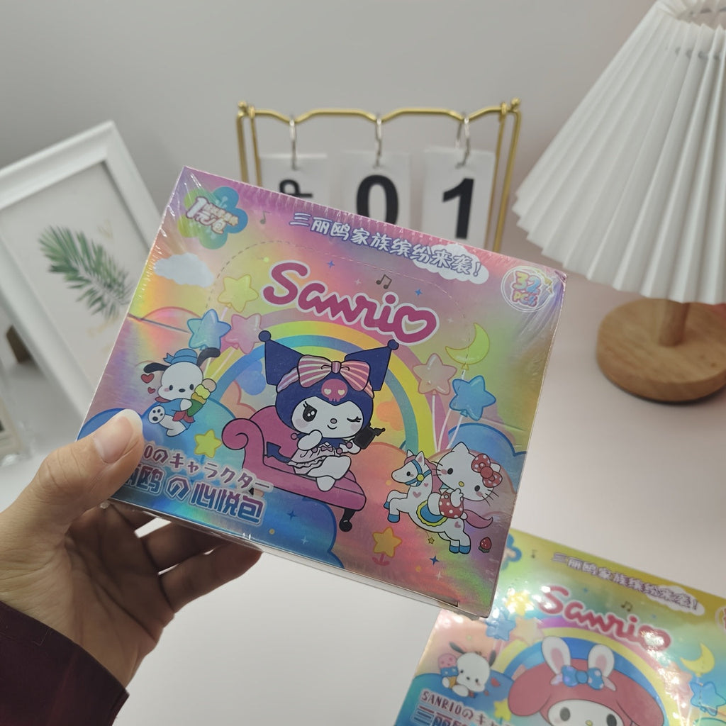 Sanrio Character Collectible Trading Cards - 1 Box 32 Random Packs | Hello Kitty My Melody Kuromi & More, High-Quality Cardstock Fan Gift, Birthday Christmas Present for Girls & Sanrio Fans