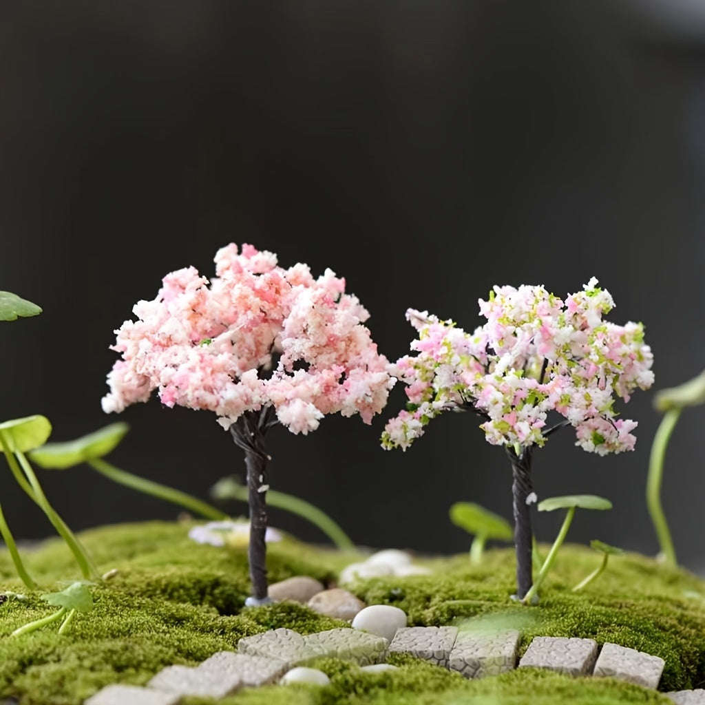 Micro Landscape Simulation Trees 6 Pack - PVC Artificial Miniature Tree Ornaments in Random Colors and Styles for Aquariums, Gardens, Terrariums, and Glass Container Decorations