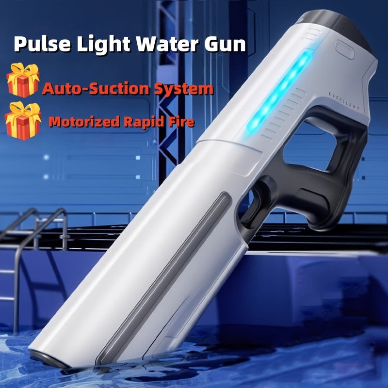 Electric Water Gun Auto-Fill with LED Pulse Light – 40ft Long Range Rapid-Fire Squirt Gun, USB Rechargeable 240-Shot Tank, Water Blaster for Kids & Adults, Pool Beach Backyard Summer Fun