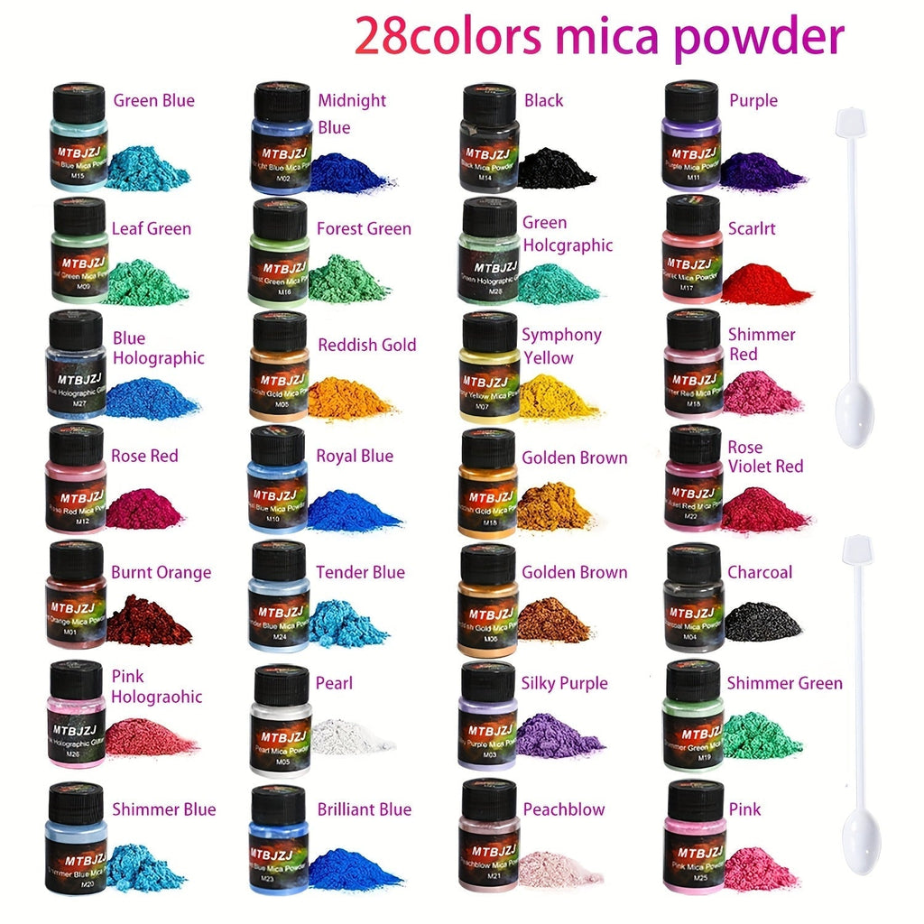 28-Color Resin Casting Powder Set – Fine Bubble-Free Pigment Powder for Resin Art, Jewelry Making, DIY Crafts & Beginners, Vibrant Mixed Colors – Qu Gofang