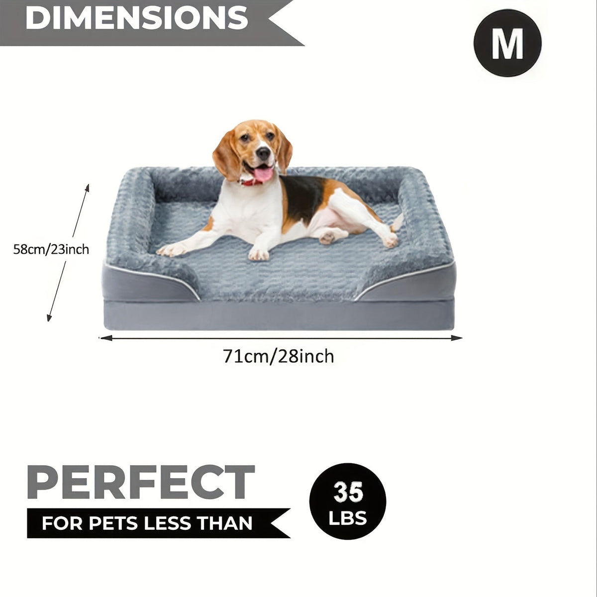 Orthopedic Dog Bed Extra Large Washable – C-Shape Memory Foam Sofa with Removable Cover, Nonskid Bottom & Bolster Support for Large & Giant Dogs, Grey