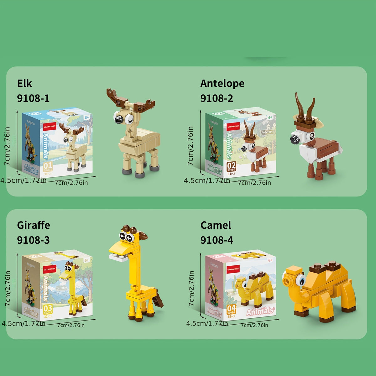 10-in-1 Mini Beast Series Building Block Set Cute Animal Model Assembly Toy Combines into 1 Large Figure Desktop Ornament Christmas Halloween Birthday Gift for Kids
