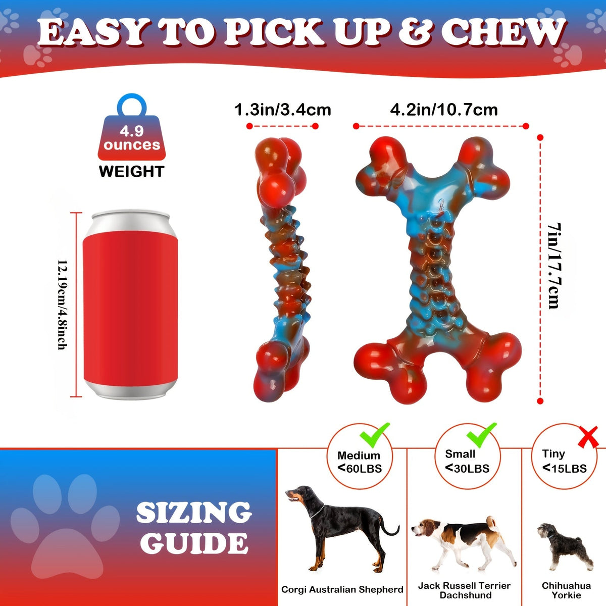 Tough Dog Chew Toys for Aggressive Chewers Large Breed - Indestructible Durable Dog Toys Set for Heavy Chewers, Natural Rubber Chew Toys for Large Medium Dogs, 1pc 2pcs 3pcs 4pcs Value Pack
