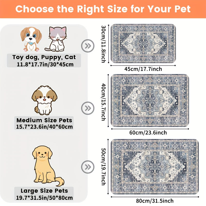Pet Feeding Mat for Dogs & Cats - Waterproof Non-Slip Absorbent Food Bowl Mat 11.8x17.7 Inch, Washable Placemat for Messy Eaters, Splash-Resistant Easy Clean Dog & Cat Bowl Mat, Great Pet Owner Gift