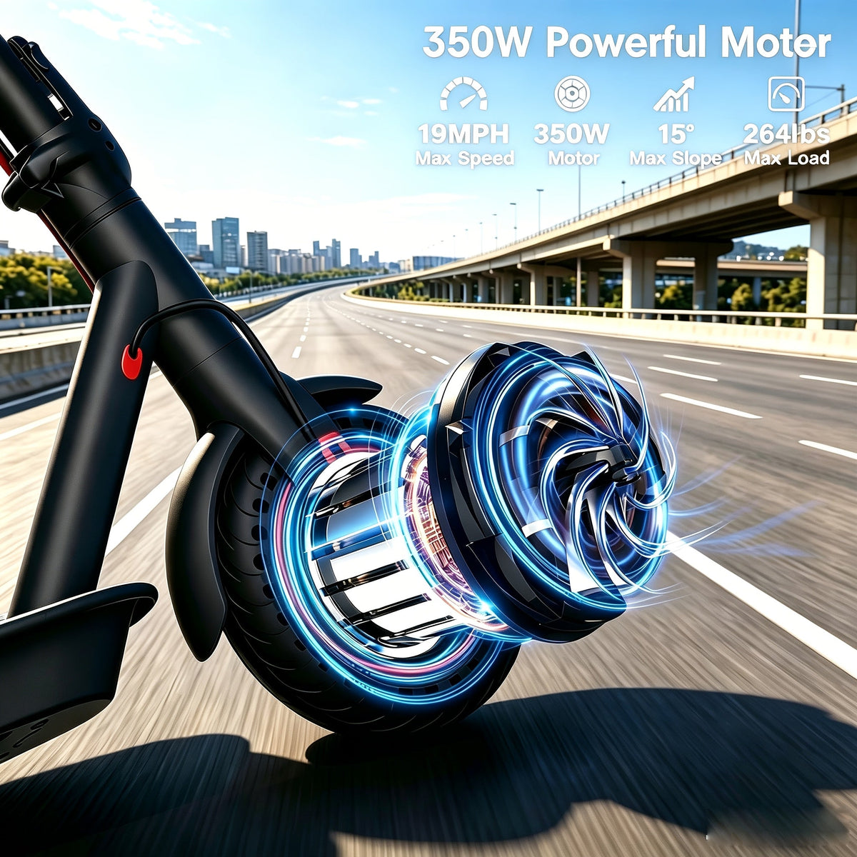 Foldable Adult Electric Scooter 350W Smart App - 21 Miles Range, 19 MPH, 7.8Ah Battery, 8.5" Solid Puncture-Resistant Tires, Bright LED Lights | Portable Commuter E-Scooter for Adults