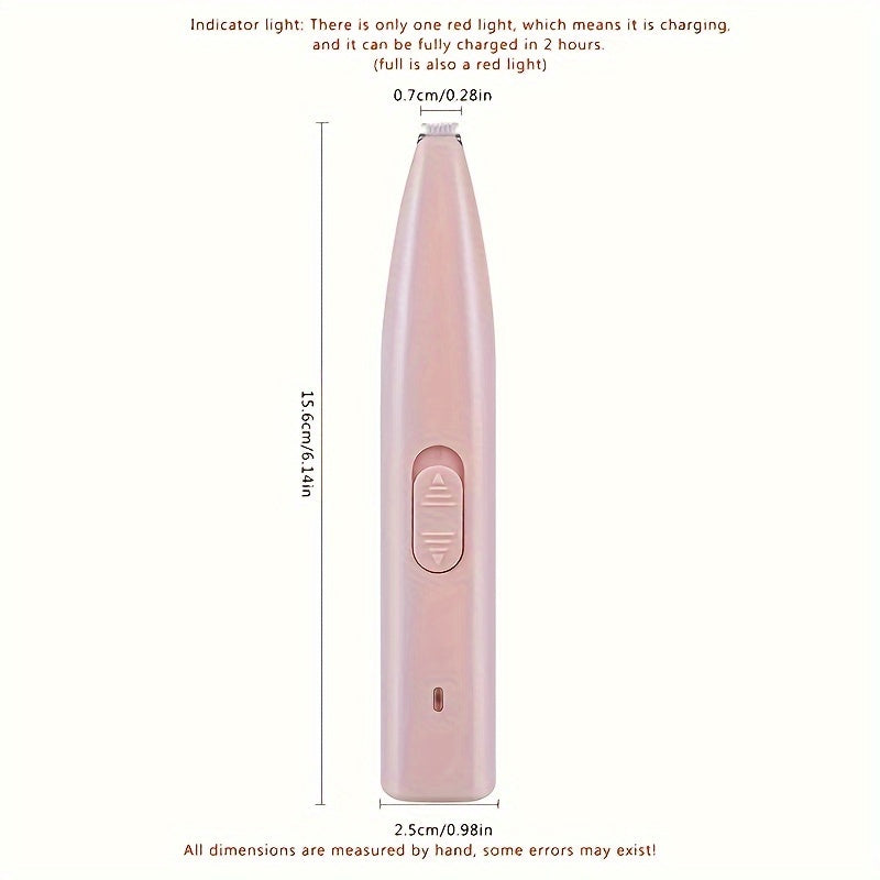 Professional Pet Paw Pad Hair Trimmer USB Rechargeable - Electric Grooming Clipper for Dog & Cat Paw Hair Removal, Precision Between-Toes Trimmer for Clean Paw Pads, Cordless & Quiet, 4 Colors