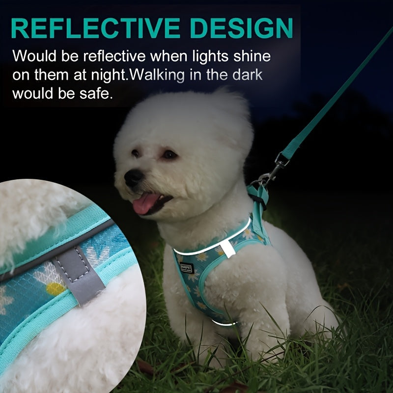 No-Pull Dog Harness and Leash Set for Small to Medium Dogs - Soft Mesh Reflective Adjustable Puppy Vest Harness for Walking Running and Training, Escape-Proof Pet Harness