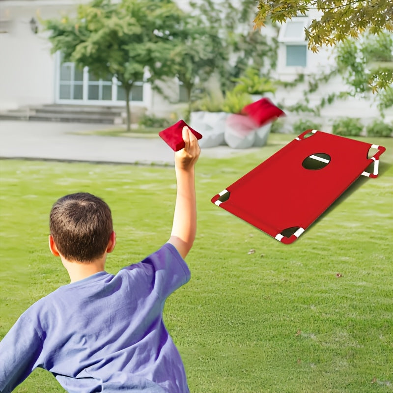 Cornhole Game Set with 6 Bean Bags Dual-Color Board and Carry Bag for Backyard Outdoor Party Beach Camping Indoor Entertainment – Gift Box Included Red Blue