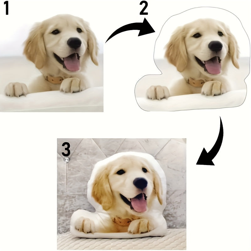 Custom Pet Pillow 3D Printed from Photo - Personalized Shaped Hug Pillow with Your Pet's Face, Soft Plush Stuffed Pillow for Dog & Cat Lovers, Birthday Anniversary & Memorial Gift, 2 Sizes (10"/16")