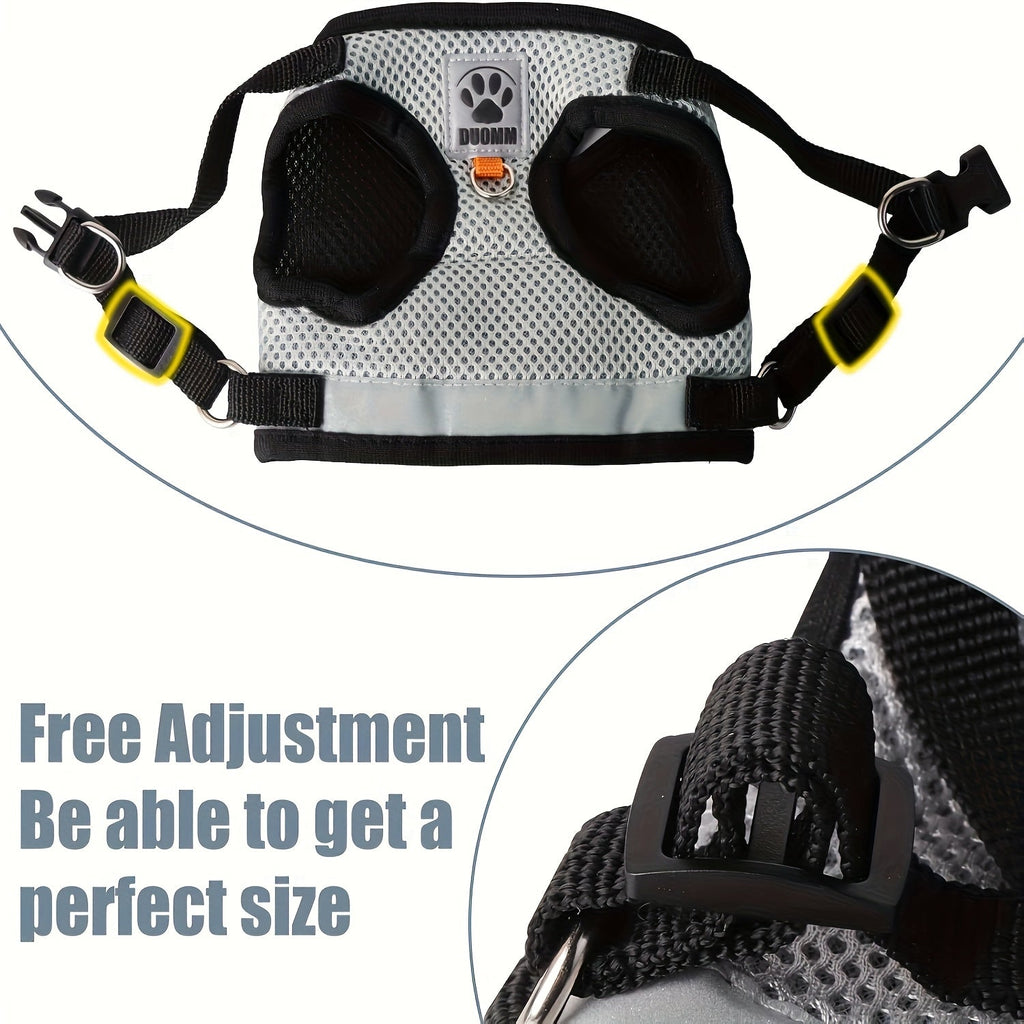Cat and Dog Vest Harness with Leash Set Anti-Escape Breathable Mesh Pet Harness Anti-Breakaway Adjustable for Cats and Small Dogs Outdoor Walking Training