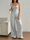 Women's Strapless Halter Neck Sleeveless Jumpsuit Casual Solid Color High Elasticity Romper Spring Summer Space Gray Black Brown XS-XL