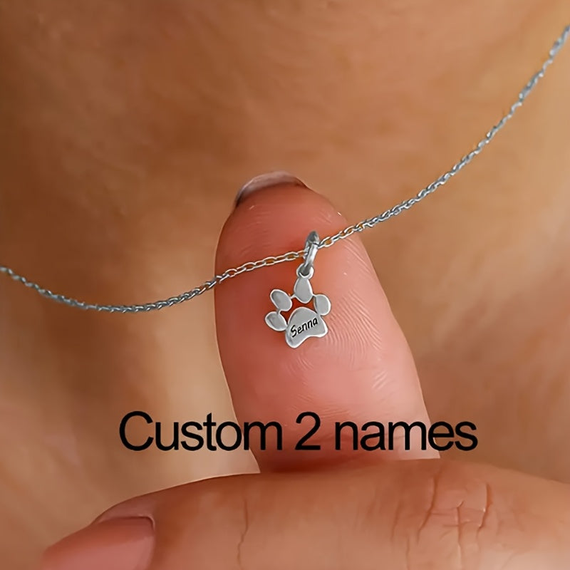 Custom Carved Dog Paw Print Necklace – 1 to 5 Paws Personalized Pet Commemorative Jewelry, Elegant Gift for Pet Lovers for Valentine’s Day, Christmas & All Seasons