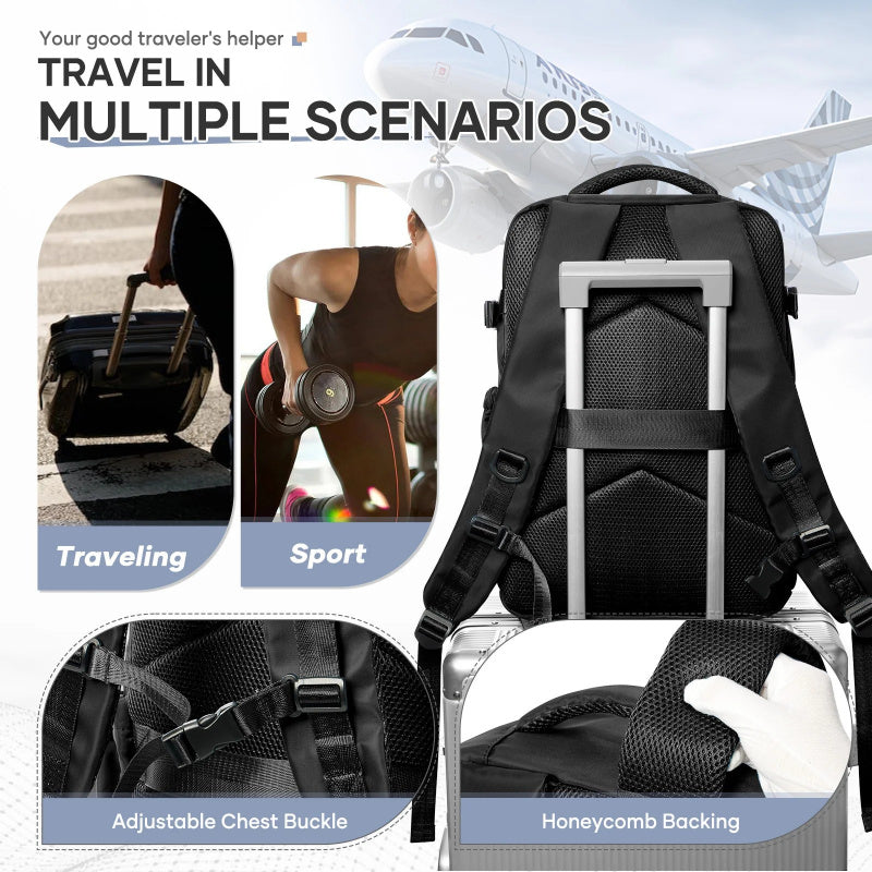 Vacuum Seal Travel Backpack with Air Pump – Expandable Large Capacity Compression Space Saver Laptop Carry-On Bag Oxford Cloth for Men Women Hiking Camping Travel