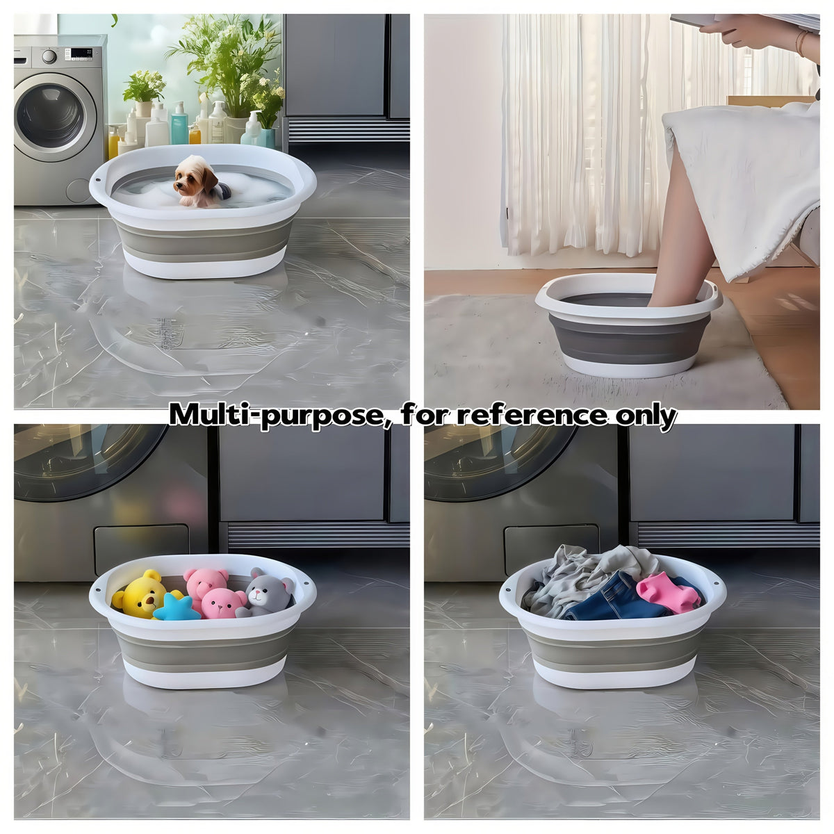 Collapsible Pet Bathtub with Grooming Brush Set – Portable Foldable Dog Cat Bath Tub for Small Pets, Travel & Camping Ready, Multi-Purpose Washing Basin for Home & Outdoor Use