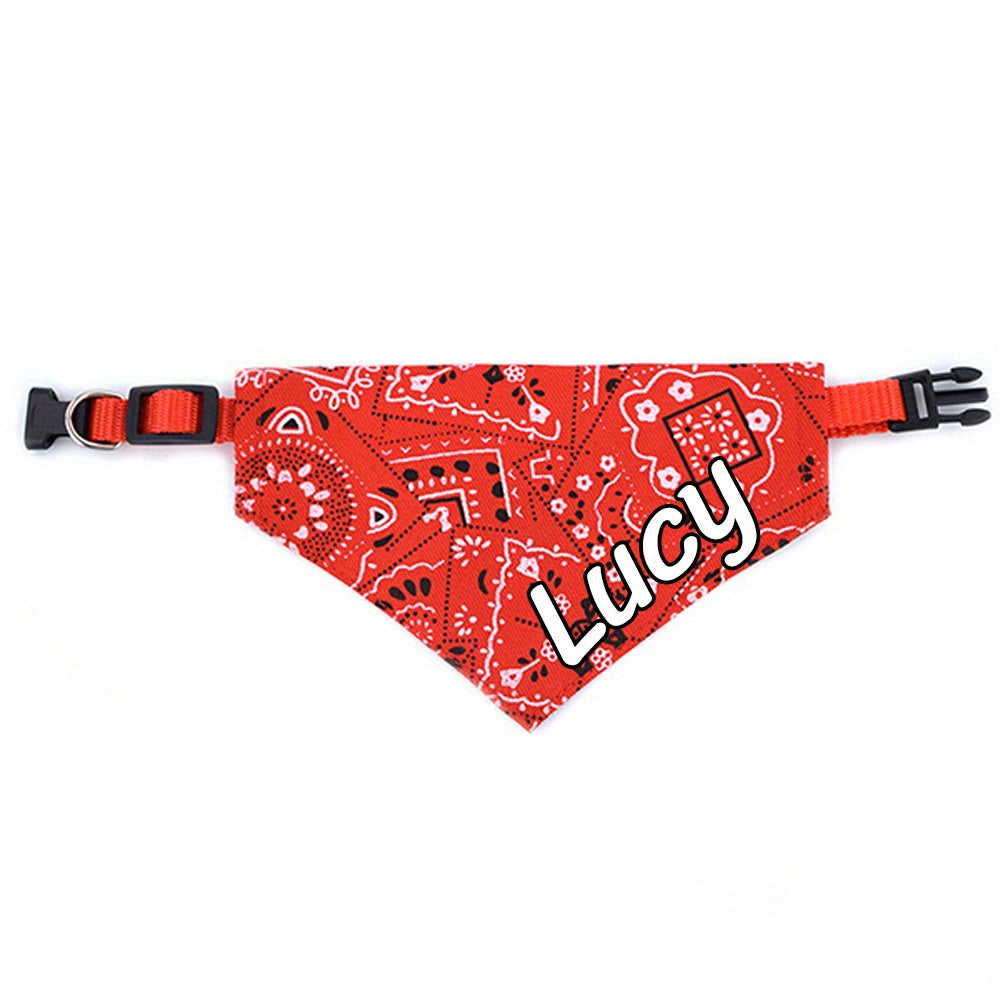 Personalized Dog Bandana Collar with Snap Closure - Adjustable Soft Polyester Pet Saliva Towel Necklace for Small Medium Large Dogs S M L 4 Colors Black Red Blue Pink Holiday Gift
