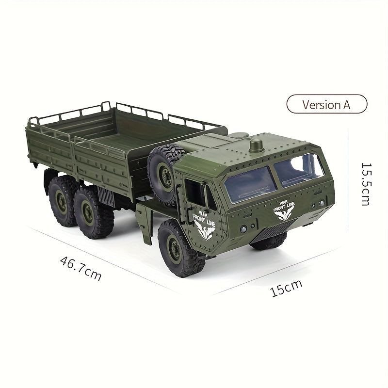1/12 Scale RC Military Truck 6x6 All-Terrain Crawler with Metal Frame & Dual Differential – Remote Control Heavy Duty Army Truck for Boys, Kids Christmas Gift & Room Decor