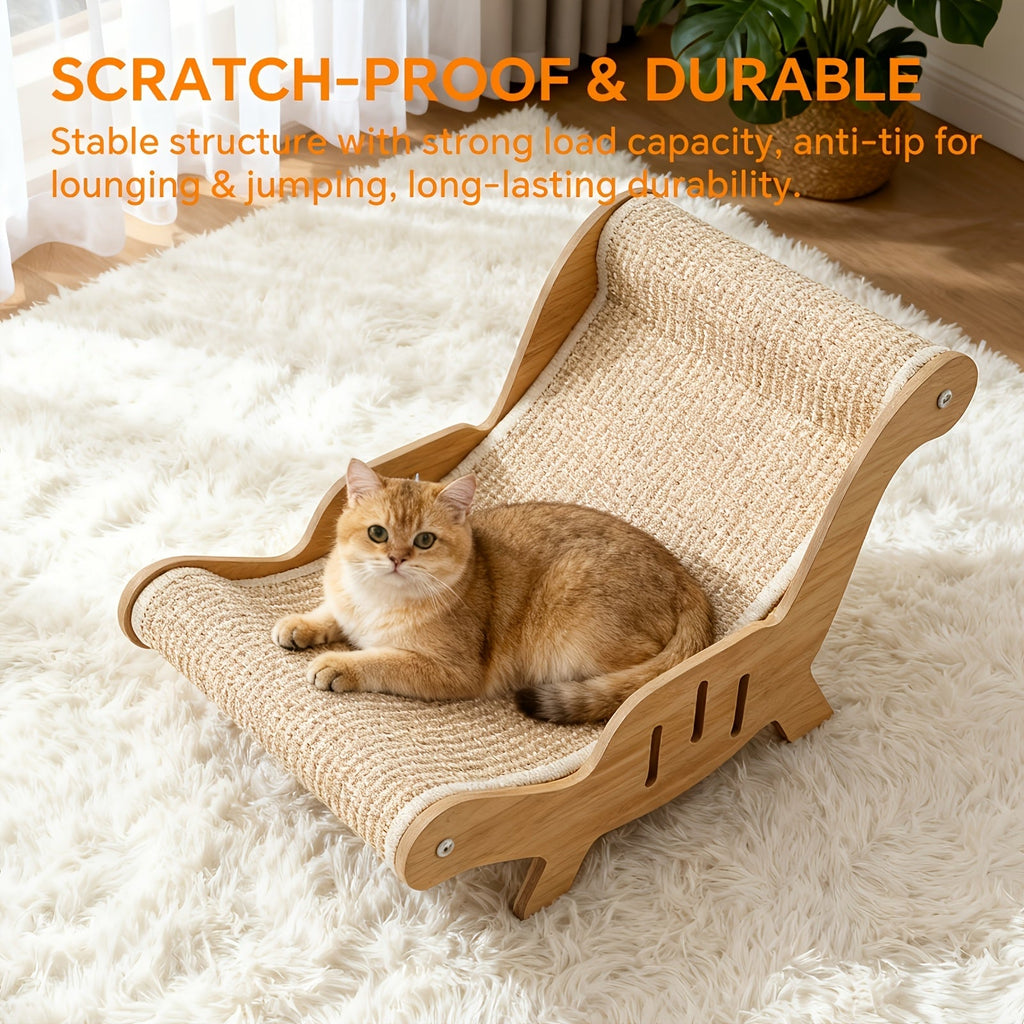 2-in-1 Natural Sisal Cat Scratcher & Lounge Chair – Oversized No-Shed Breathable Cat Sofa Bed, Ultra-Durable Scratch-Resistant Design for Scratching, Napping & Playing, Season-Proof Multi-Functional Cat Furniture