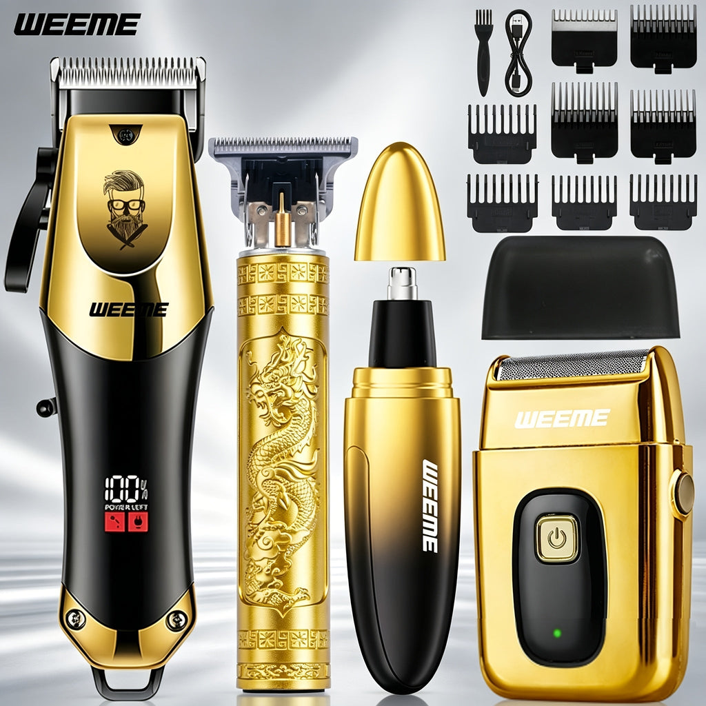 Men's Electric Hair Clipper Grooming Set USB Rechargeable Cordless Nose Hair Trimmer Shaver Kit 2/4/5-Piece Professional Lithium Battery Father's Day Birthday Gift for Men Home Barber