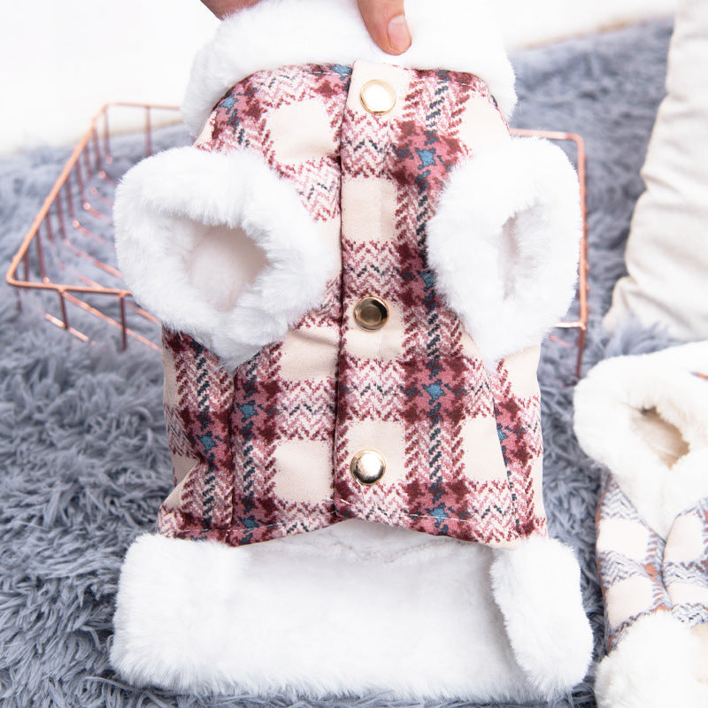 Fall Winter Pet Fleece-Lined Vest with Built-In Leash Ring – Warm Soft Cold Weather Jacket for Small Dogs & Cats, Fits Teddy Bichon Chihuahua & Small Breeds, Cozy Outdoor Walking Coat