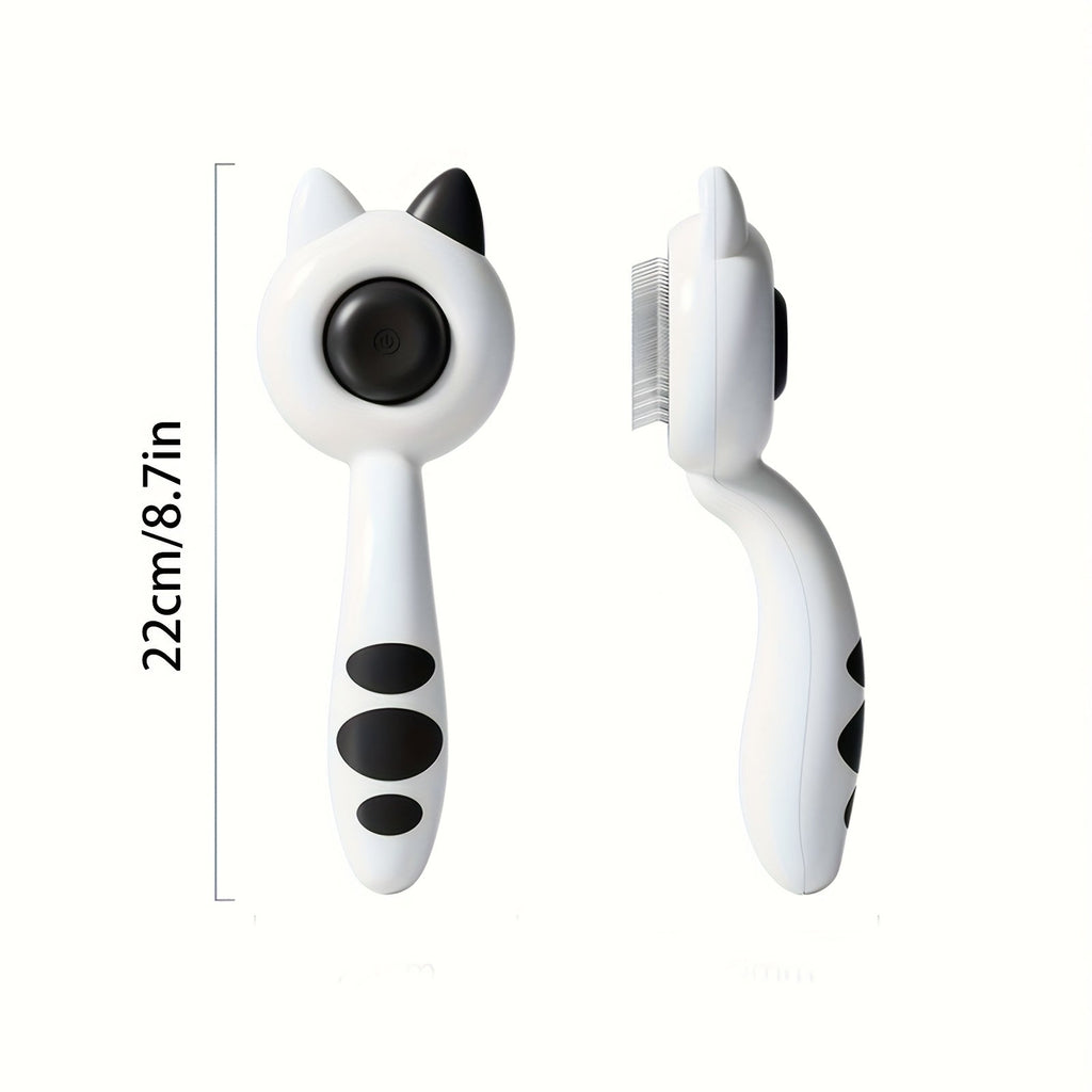 Self-Cleaning Cat Grooming Comb with One-Touch Button - Stainless Steel Deshedding Brush for Long & Short Hair Cats, Pet Hair Remover Massager Shedding Brush for Cats & Dogs