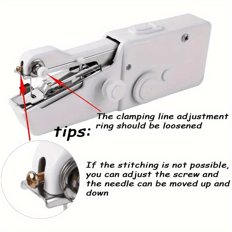 Compact Handheld Sewing Machine Kit Portable Battery Powered with Needles Bobbins Thread Spool Needle Threader and Fabric Sample – Quick Repair Tool for Clothes Garments Curtains and DIY Sewing Projects