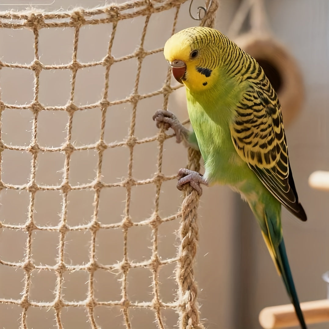 Bird Climbing Net Woven Mesh Pet Cradle Hammock for Parrots Budgies Cockatiels Conures Cage Rope Net Perch Activity Toy Small Large Size