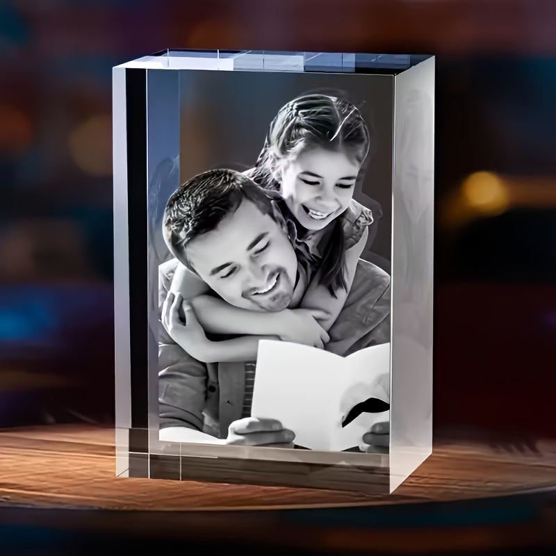 Custom 3D Laser Engraved Crystal Cube - Personalized Inner-Carved Pet Photo Portrait for Dog & Cat, Glass Crystal Keepsake for Bedroom & Living Room Decor, Birthday, Christmas & Holiday Gift