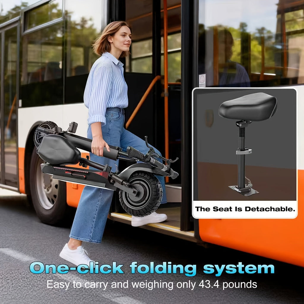 Electric Scooter with Seat for Adults 749W Off-Road 35 Miles – 48V 16.5Ah Battery, Removable Seat, 3-Speed Modes, Dual Disc Brakes, Multiple Shock Absorbers, Wide Deck Commuter E-Scooter Q5