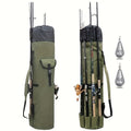 Fishing Rod Bag Large Capacity Folding Durable Fishing Gear Carrier Bag Multifunctional Rod Holder Case with Two Lead Weights Fits Multiple Rods Tackle Organizer for Freshwater Saltwater Fishing