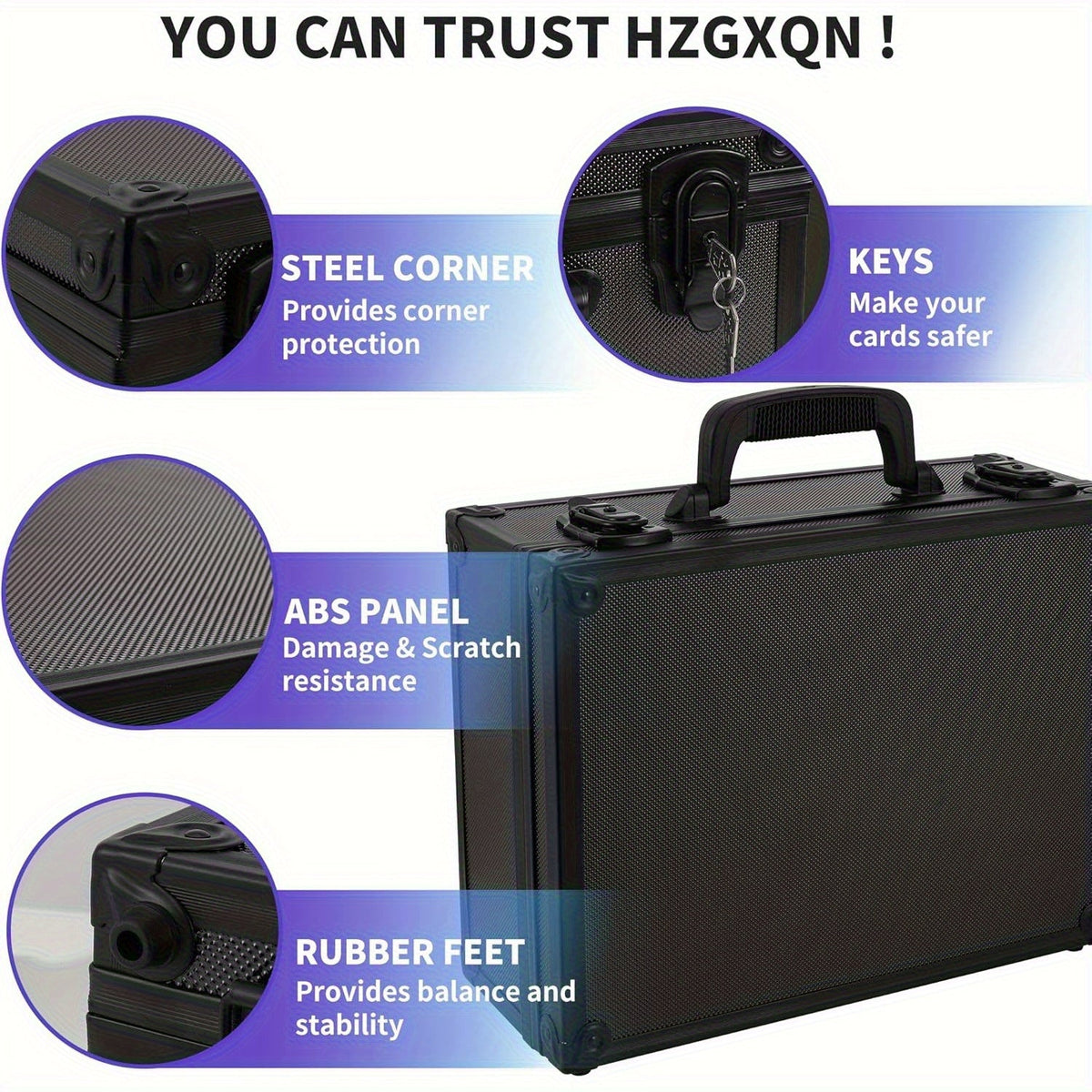 Trading Card Storage Box with Lock Holds 600 Plus 3x4 35PT Rigid Top Loaders Sports Card Organizer Case for Pokemon MTG Yu-Gi-Oh Baseball Football Standard and Mini Size Options