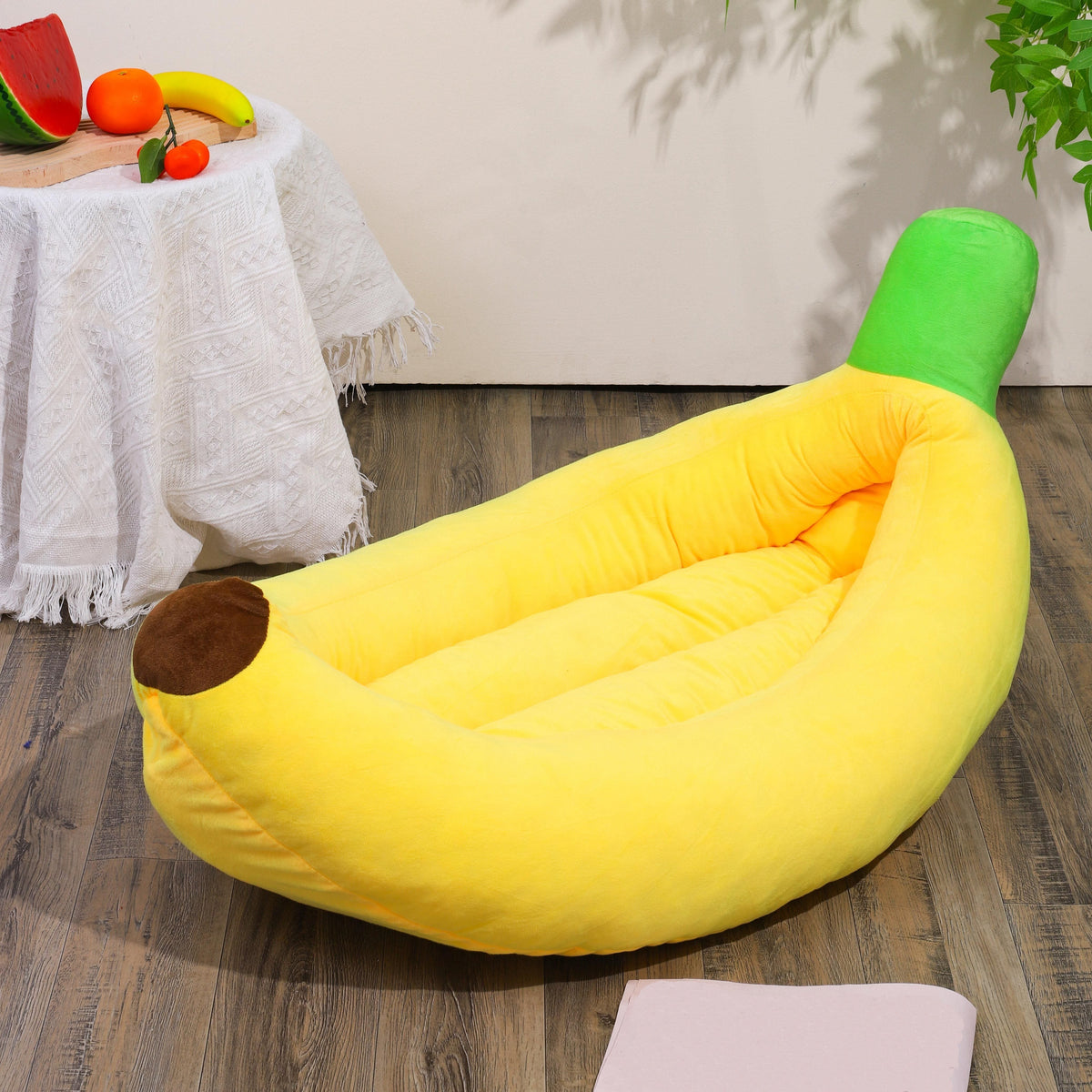 Banana Boat Pet Bed Washable Warm Cozy Nest for Cats and Dogs Cute Banana Shape Removable Machine Washable Sizes M L XL 2XL for Small and Medium Pets