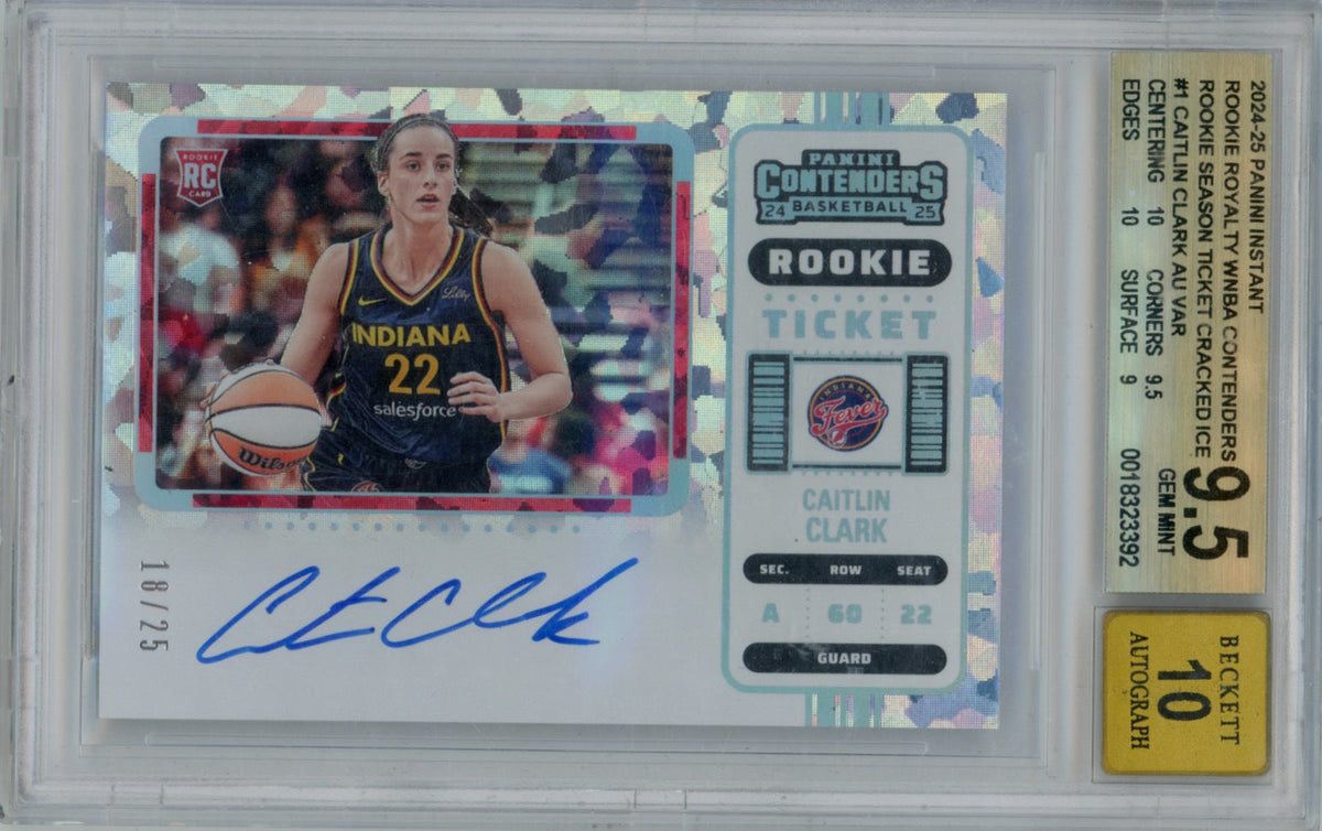 2024-25 Panini Instant Contenders WNBA Caitlin Clark #1 Cracked Ice Variation Auto 18/25 - BGS 9.5 / AUTO 10 Graded Slab | Ultra-Rare Rookie Autograph Investment Card