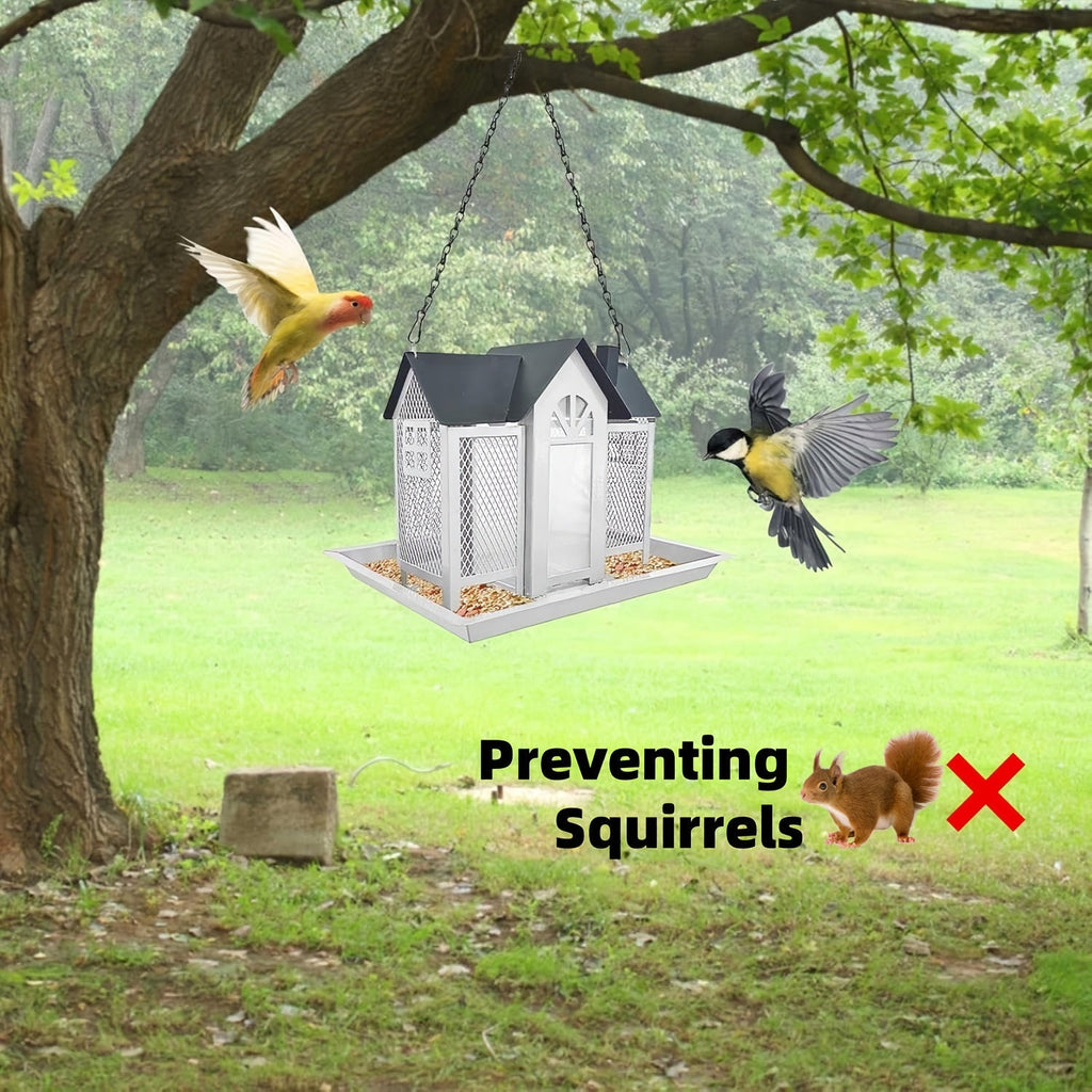 Squirrel Proof Wild Bird Feeder Outdoor – 3-Chamber Metal Mesh Large Capacity Weatherproof Hanging Bird Feeder for Cardinals, Finches & Backyard Birds, Multiple Colors