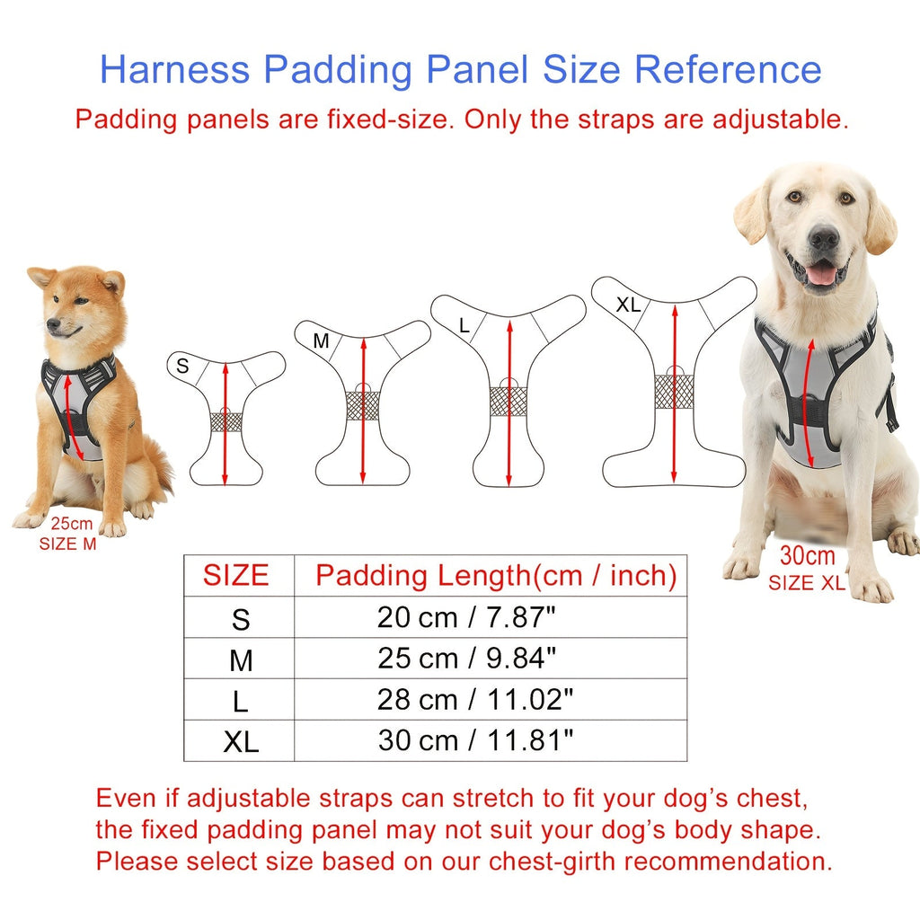 4-Piece Dog Harness and Leash Set No-Pull No-Choke Reflective Oxford Vest Harness with Leash Poop Bag Dispenser Easy Control Handle for Medium Large Dogs Outdoor Training Walking