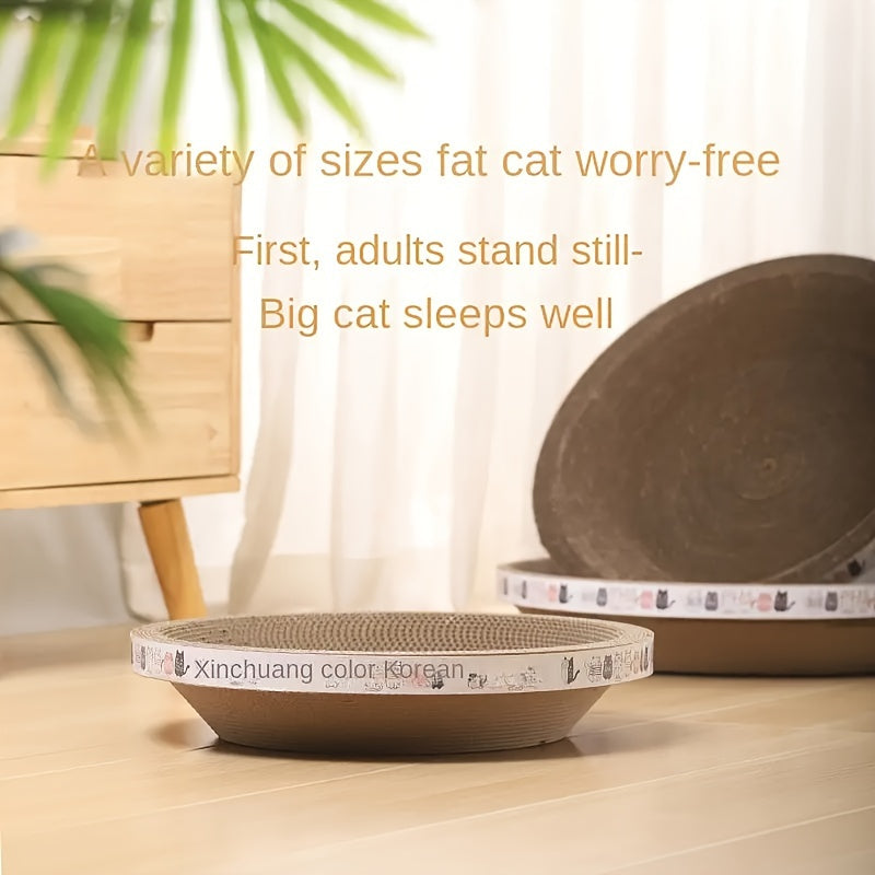 Arch-Shaped Cat Scratching Board Bowl – Corrugated Cardboard Cat Scratcher Pad with Curved Lounge Design, M (16.93") & L (18.5") Sizes for Indoor Cats & Kittens