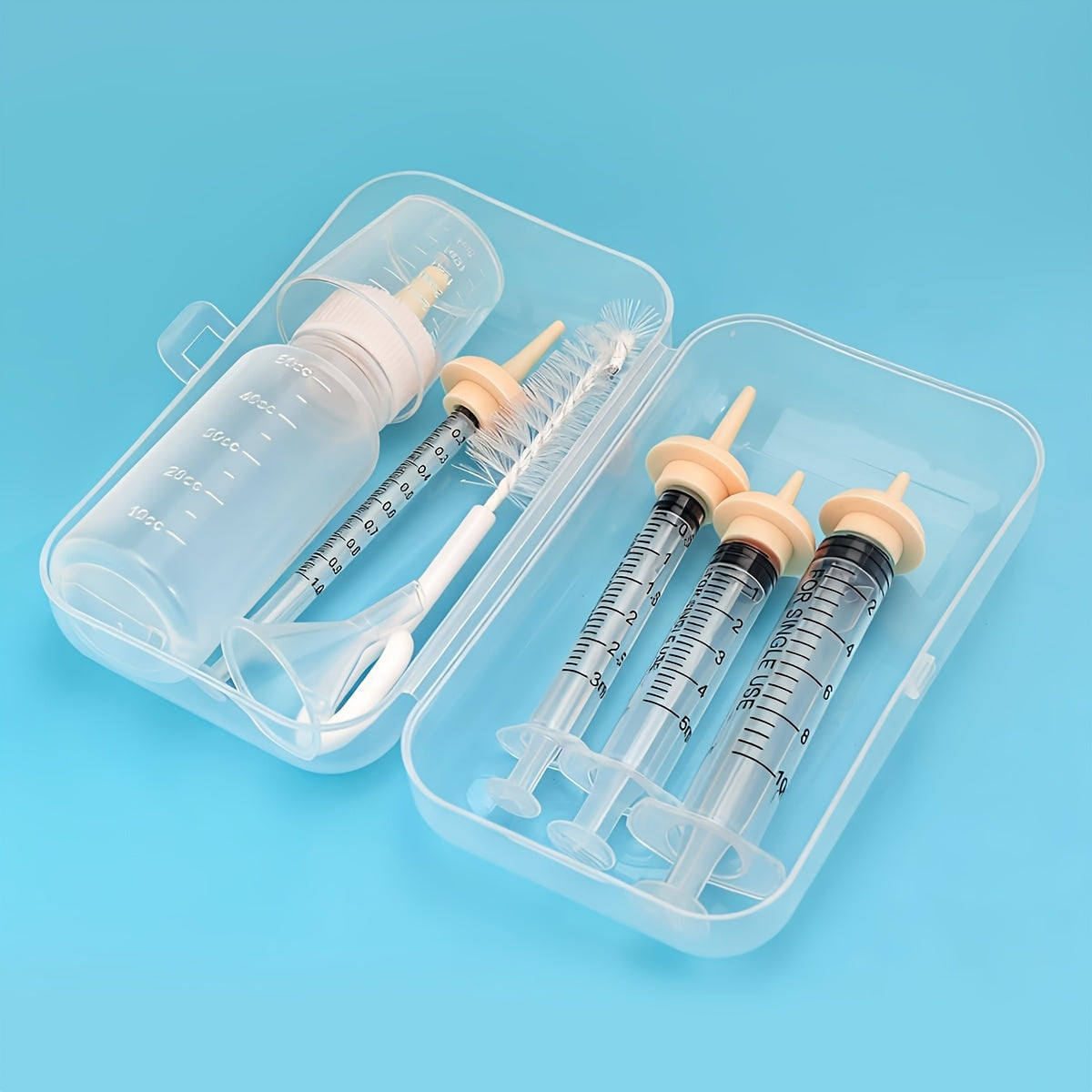 11-Piece Newborn Pet Nursing Kit - Kitten & Puppy Milk Bottle Feeder Set with Spare Nipples & Cleaning Brushes, Neonatal Animal Feeding Supplies for Baby Kittens, Puppies, Squirrels & Small Animals