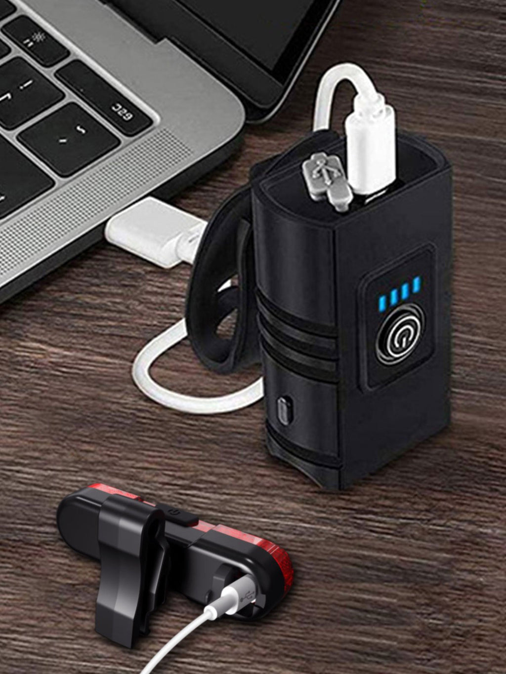 USB Rechargeable LED Bike Light Set with Whistle – 1500 Lumen 6+4 Modes Front & Rear Bicycle Lights, Power Display, Portable Safe Night Cycling Headlight & Taillight