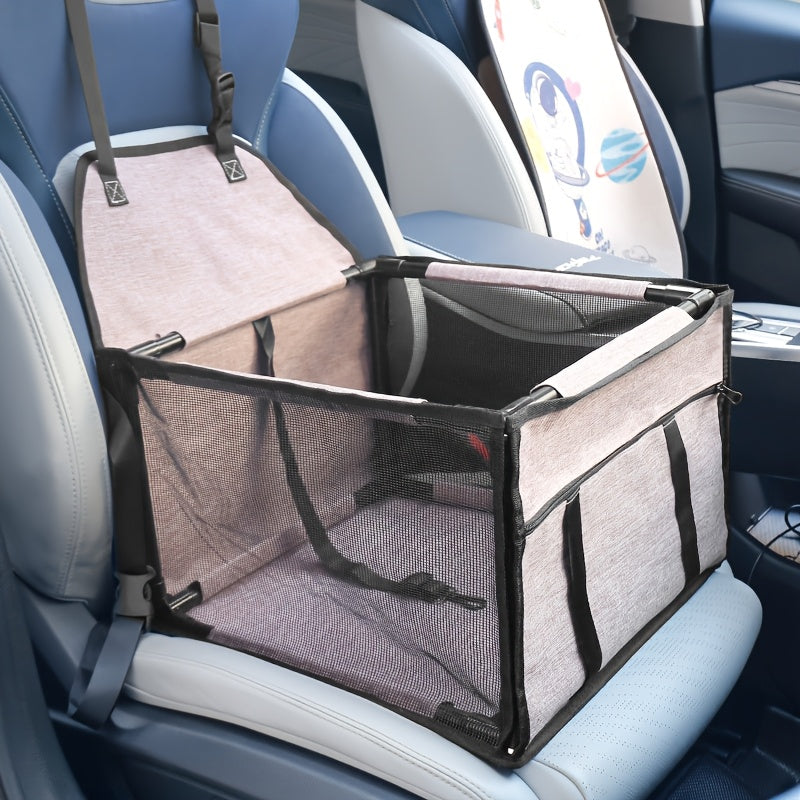 Dog Car Seat Safety Basket Cushion for Small & Medium Dogs - High-Quality Pet Booster Seat with Soft Cushion, Secure Car Dog Basket, 7 Colors: Brown, Gray, Grey, Crimson, Navy Blue, Blue, Stripe