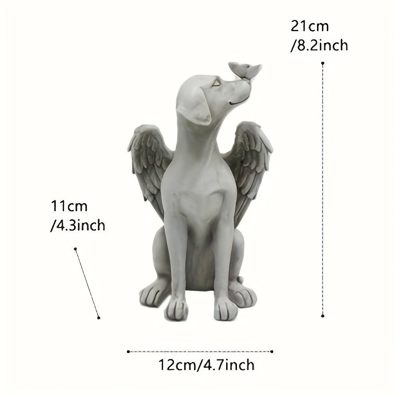 Resin Angel Dog Memorial Statue – Pet Tombstone Garden Sculpture with Salute Pose, Outdoor Lawn & Desktop Dog Cemetery Marker, Heartfelt Gift for Dog Lovers